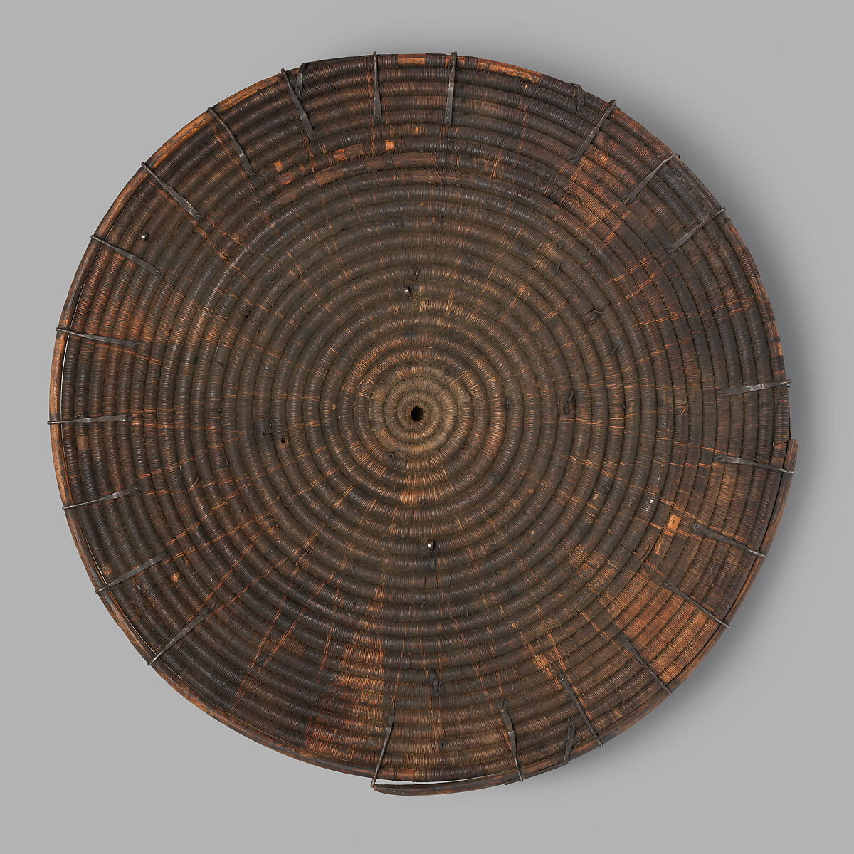 Shield (<i>phub</i>), Cane, iron, brass, Tibetan