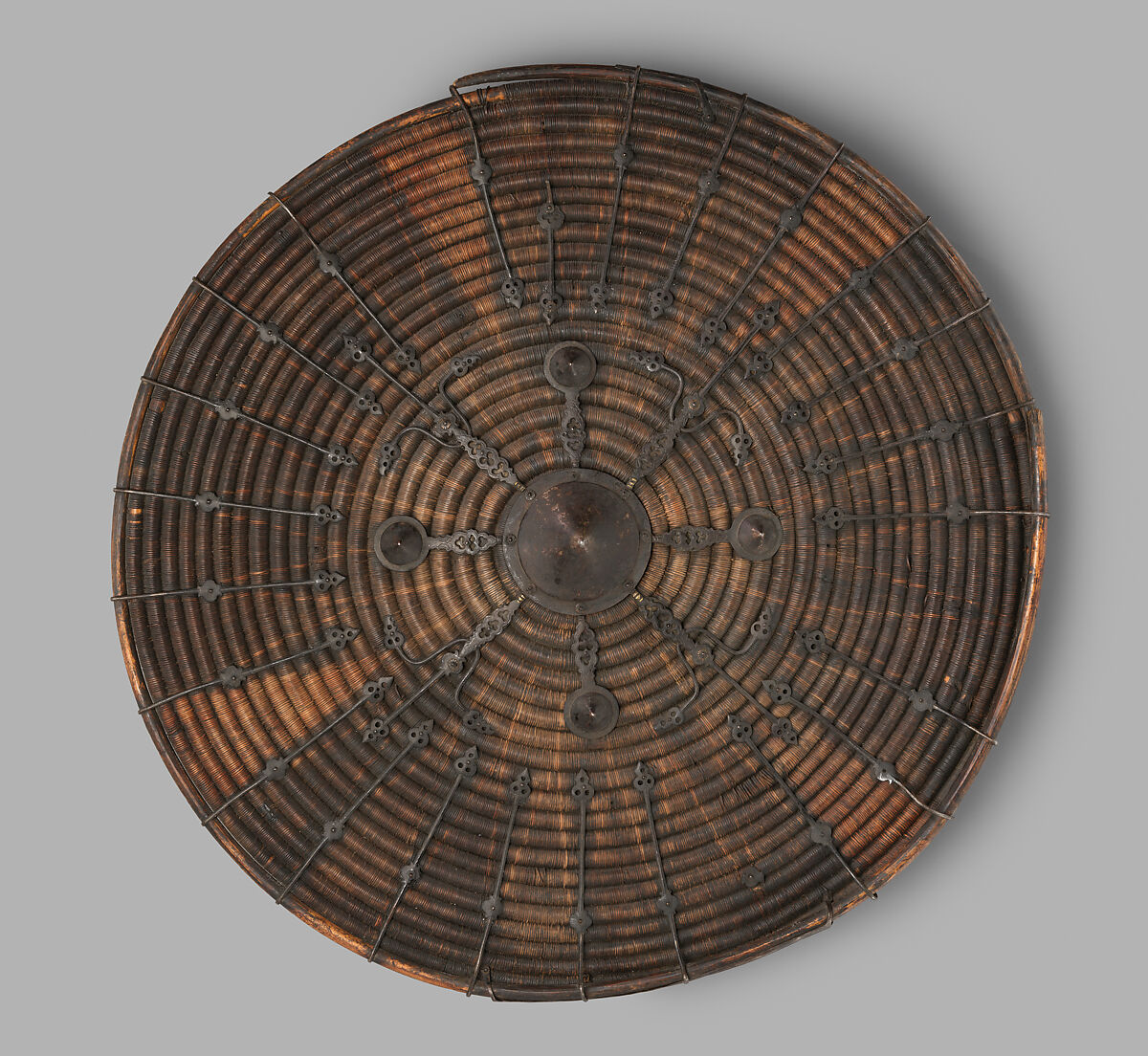 Shield (phub), Cane, iron, brass, Tibetan