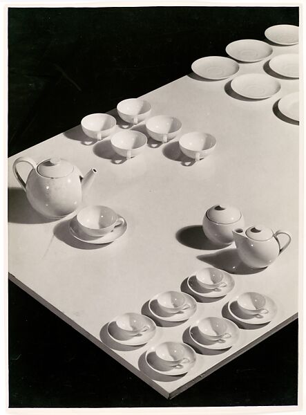 [Ladislav Sutnar China: Tea Service Arranged on Table, Viewed from Above], Josef Sudek (Czech, 1896–1976), Gelatin silver print 