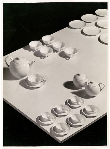 [Ladislav Sutnar China: Tea Service Arranged on Table, Viewed from Above]