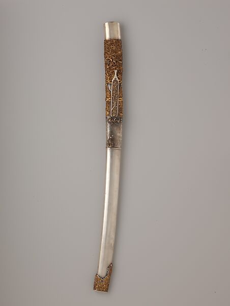 Mounting for a Dagger (Koshigatana), wood, silver, Japanese 