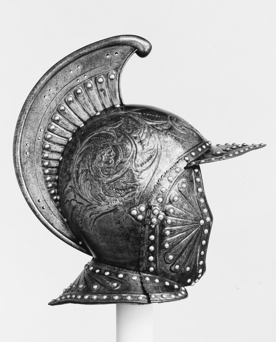 Parade Helmet à l'Antique, Steel, copper alloy, paint, textile, French, probably Paris