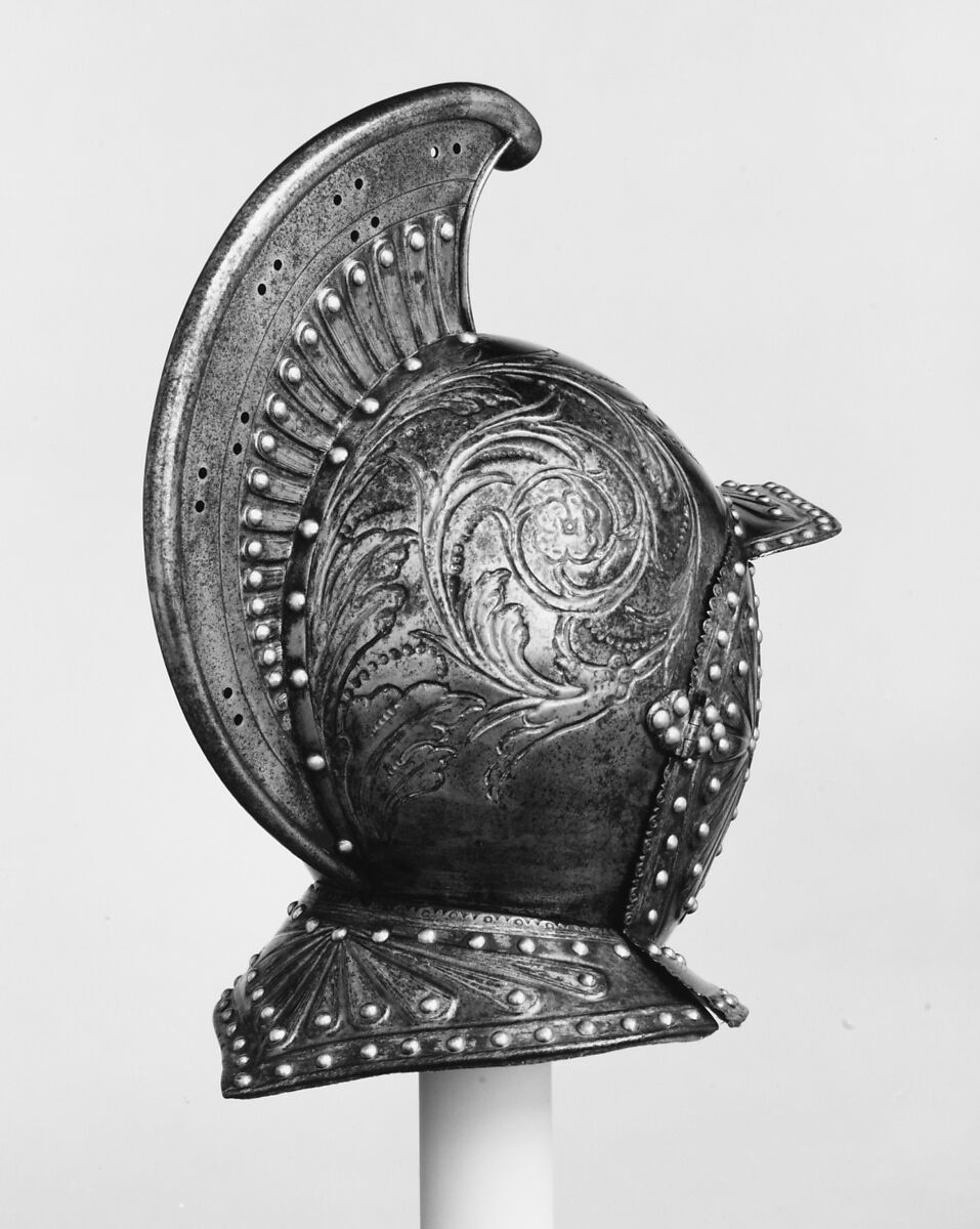 Parade Helmet à l'Antique, Steel, copper alloy, paint, textile, French, probably Paris