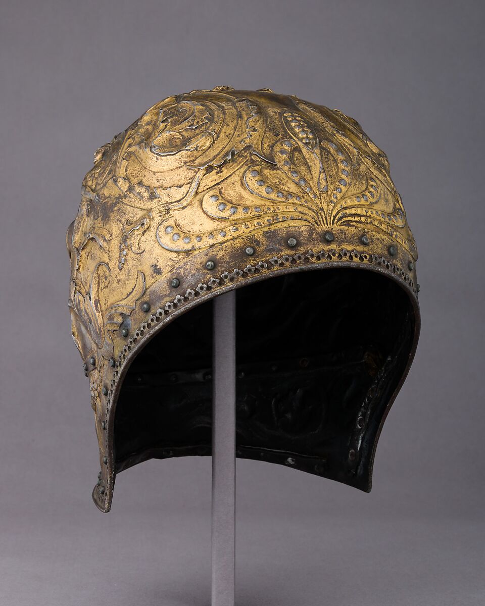 Barbute in 15th Century Spanish Style, Steel, gold, Spanish 