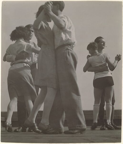 [3 Couples Dancing on the Roof of the Bauhaus], T. Lux Feininger (American (born Germany), Berlin 1910–2011 Cambridge, Massachusetts), Gelatin silver print 