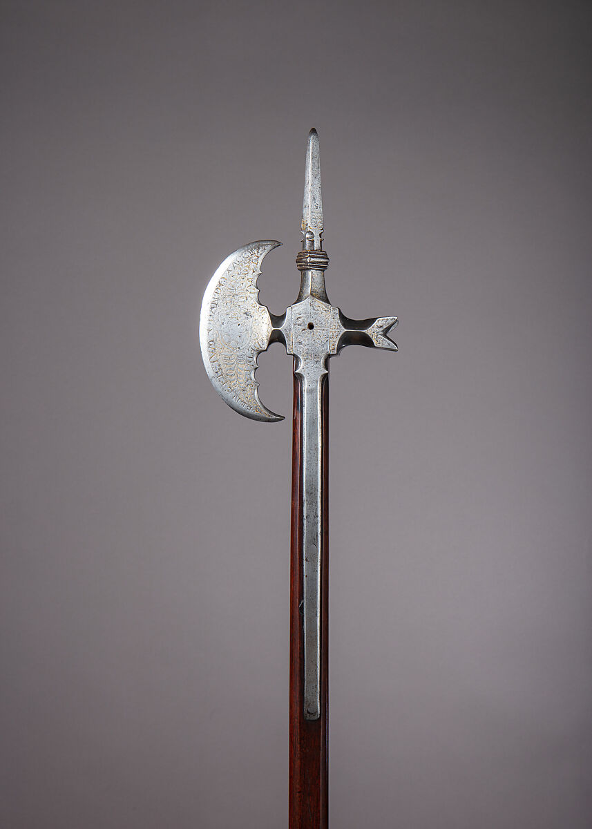 Horseman’s Ax of Cardinal Ippolito de’ Medici (1511–1535), Steel, gold, wood, Italian