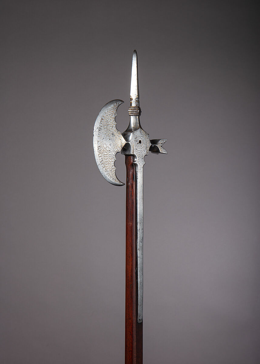 Horseman’s Ax of Cardinal Ippolito de’ Medici (1511–1535), Steel, gold, wood, Italian