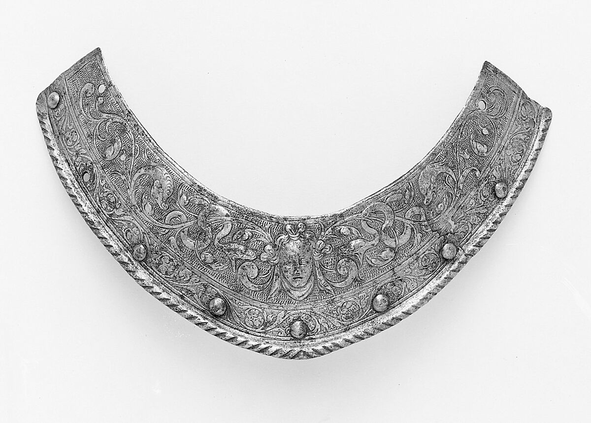 Collar Plate for a Helmet of Henry III of France (1551–1589), Steel, copper alloy, French, probably Paris