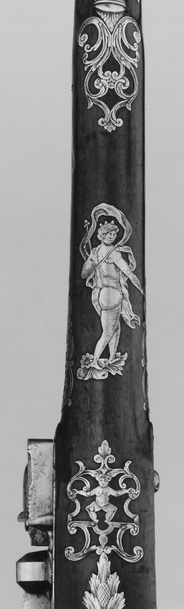 Snaphaunce Hunting Rifle, Signed by Jonas Schertiger the Younger (Swedish, active 1715–died 1748), Steel, wood (walnut), brass, horn, Swedish, Stockholm