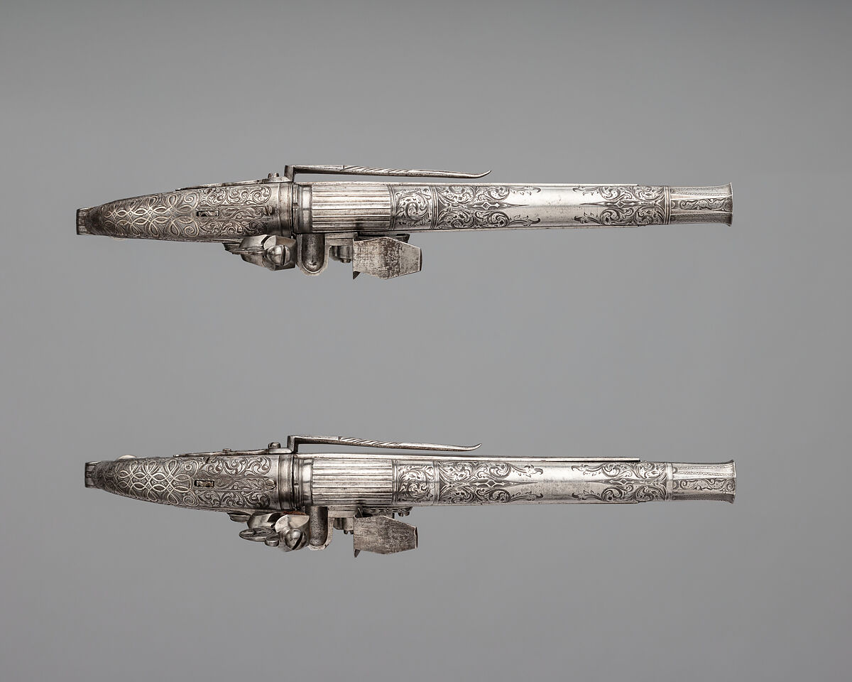 Pair of Flintlock Pistols, Alexander Campbell (Scottish, Doune, died 1790), Steel, silver, Scottish, Doune
