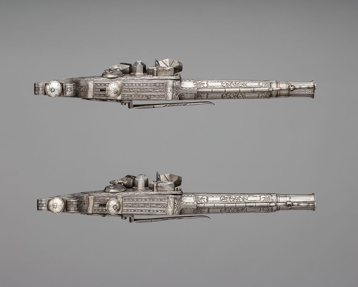 Pair of Flintlock Pistols, Alexander Campbell (Scottish, Doune, died 1790), Steel, silver, Scottish, Doune