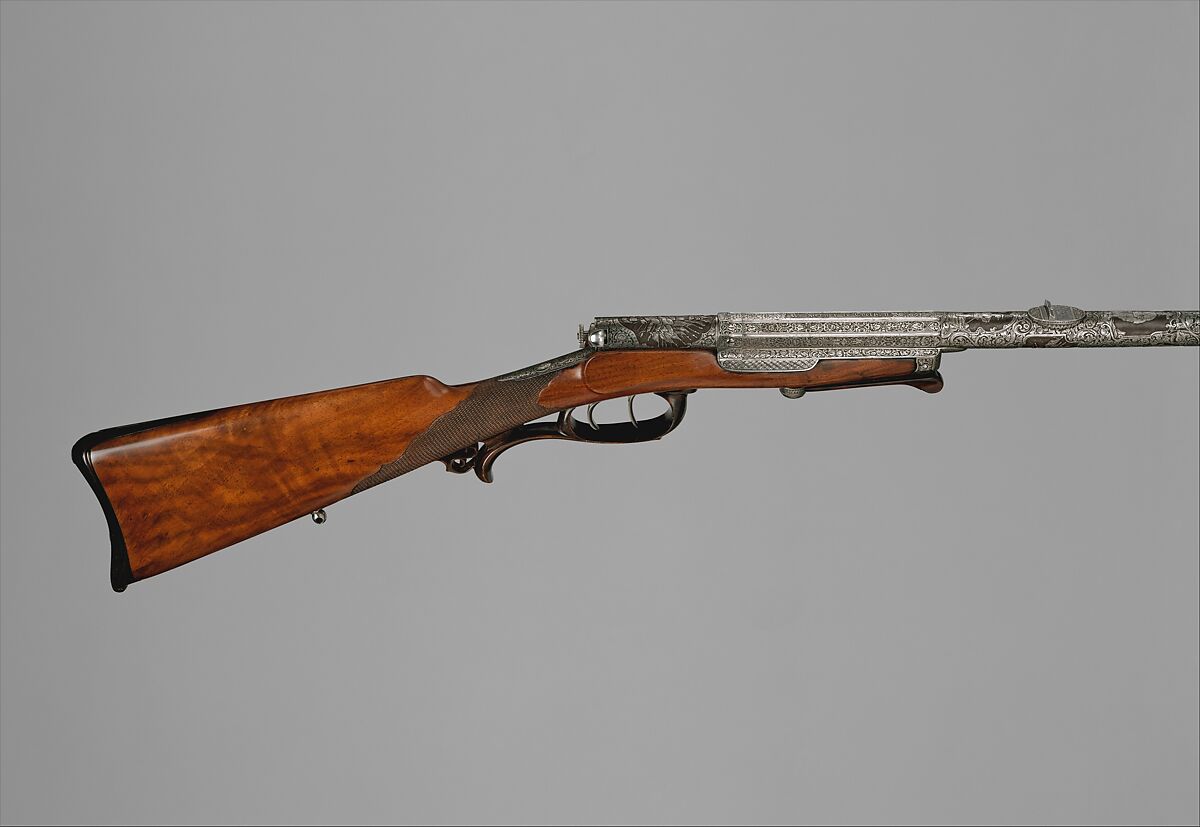Breech-Loading Needlefire Rifle, R. Berger (German, active ca. 1844–1870), Steel, wood, horn, German, Köthen 