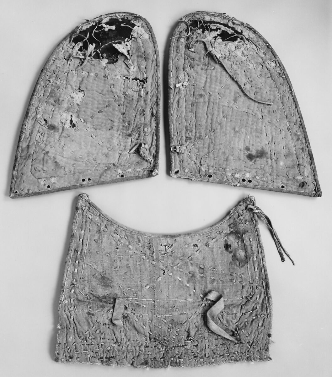 Pair of Neck Defenses (Crinet) and Breast Defense (Peytral) from a Horse Armor, Leather, iron, brass or copper alloy, gold, shellac, pigments, textile, hair, Tibetan or Mongolian