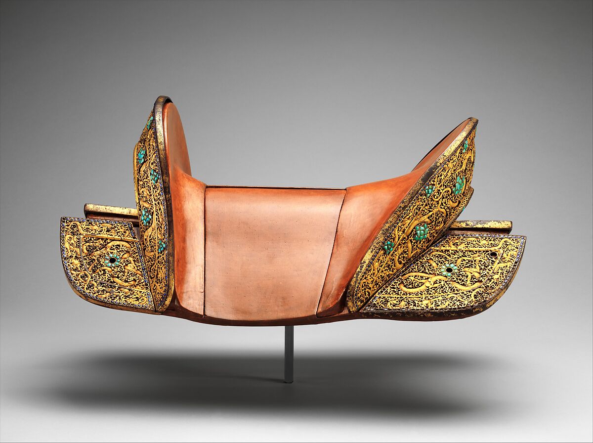 Set of Saddle Plates, Iron, gold, lapis lazuli, turquoise, Tibetan or Chinese