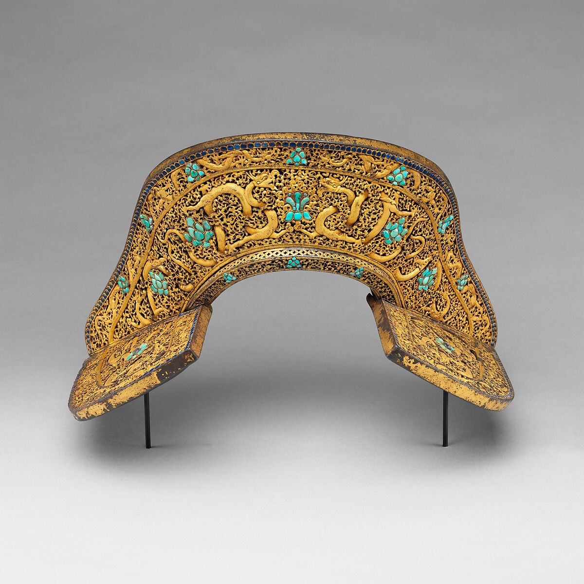 Set of Saddle Plates, Iron, gold, lapis lazuli, turquoise, Tibetan or Chinese