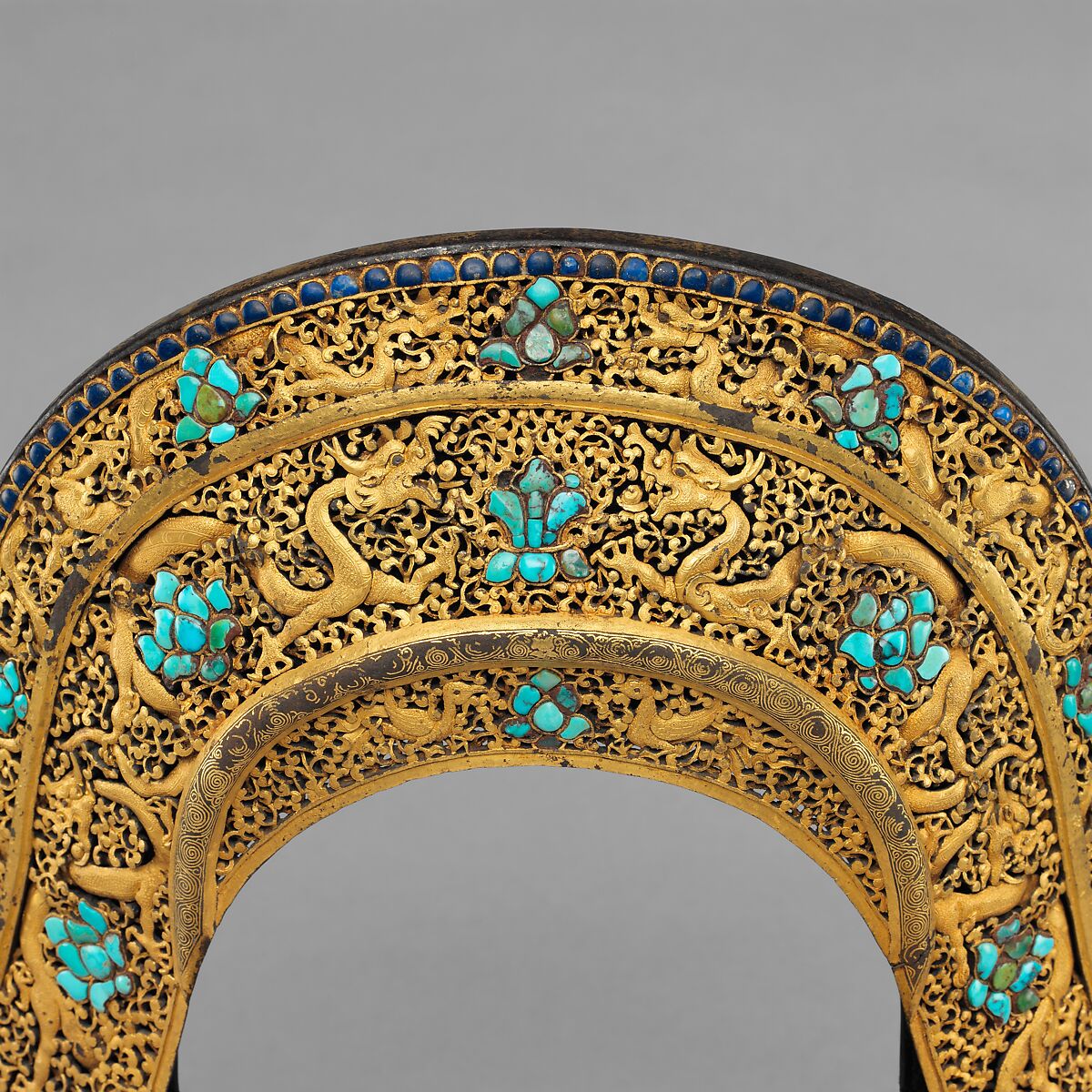 Set of Saddle Plates, Iron, gold, lapis lazuli, turquoise, Tibetan or Chinese