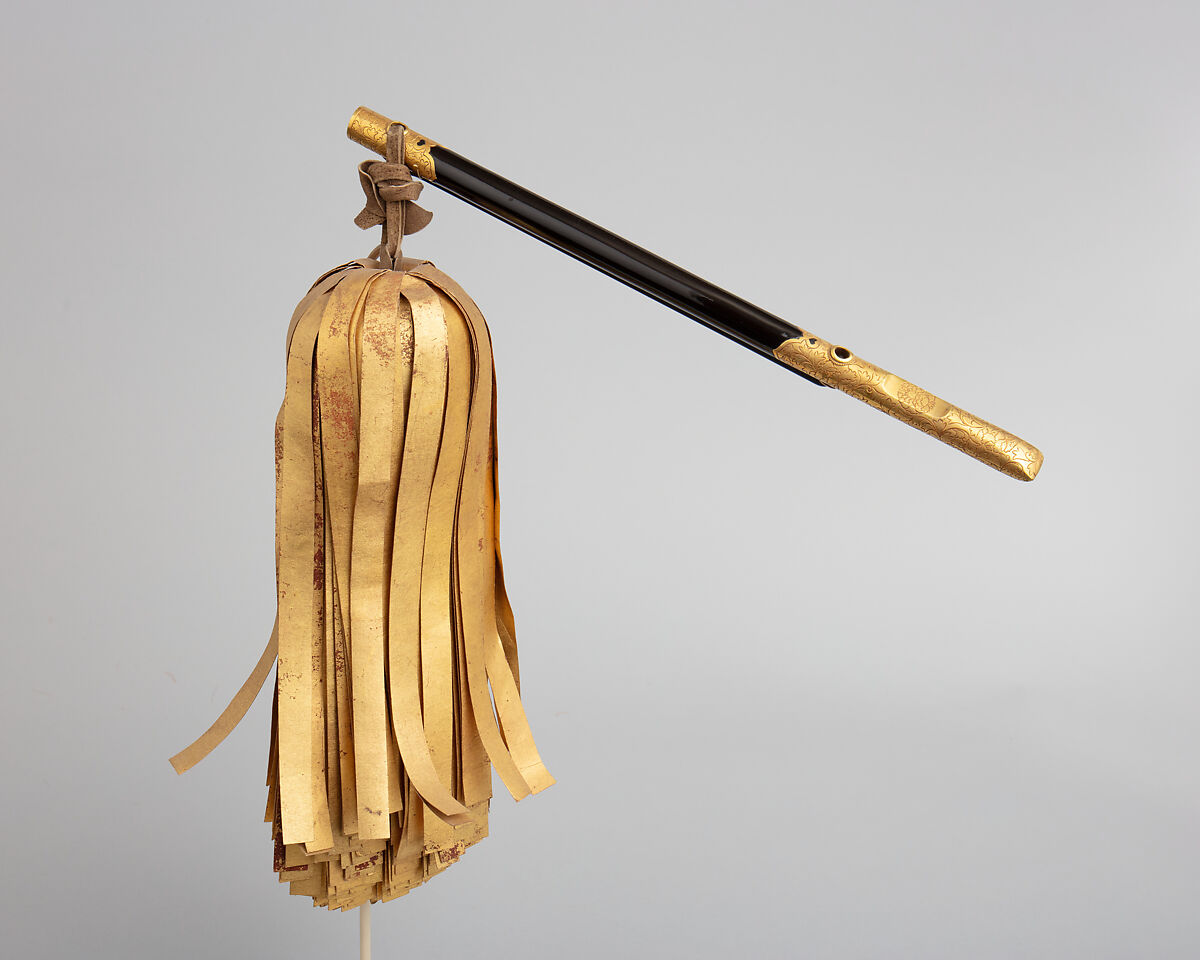 Signaling Baton (<i>Saihai</i>) and Storage Box, Wood, gold, lacquer, paper, leather, silver, silk, Japanese