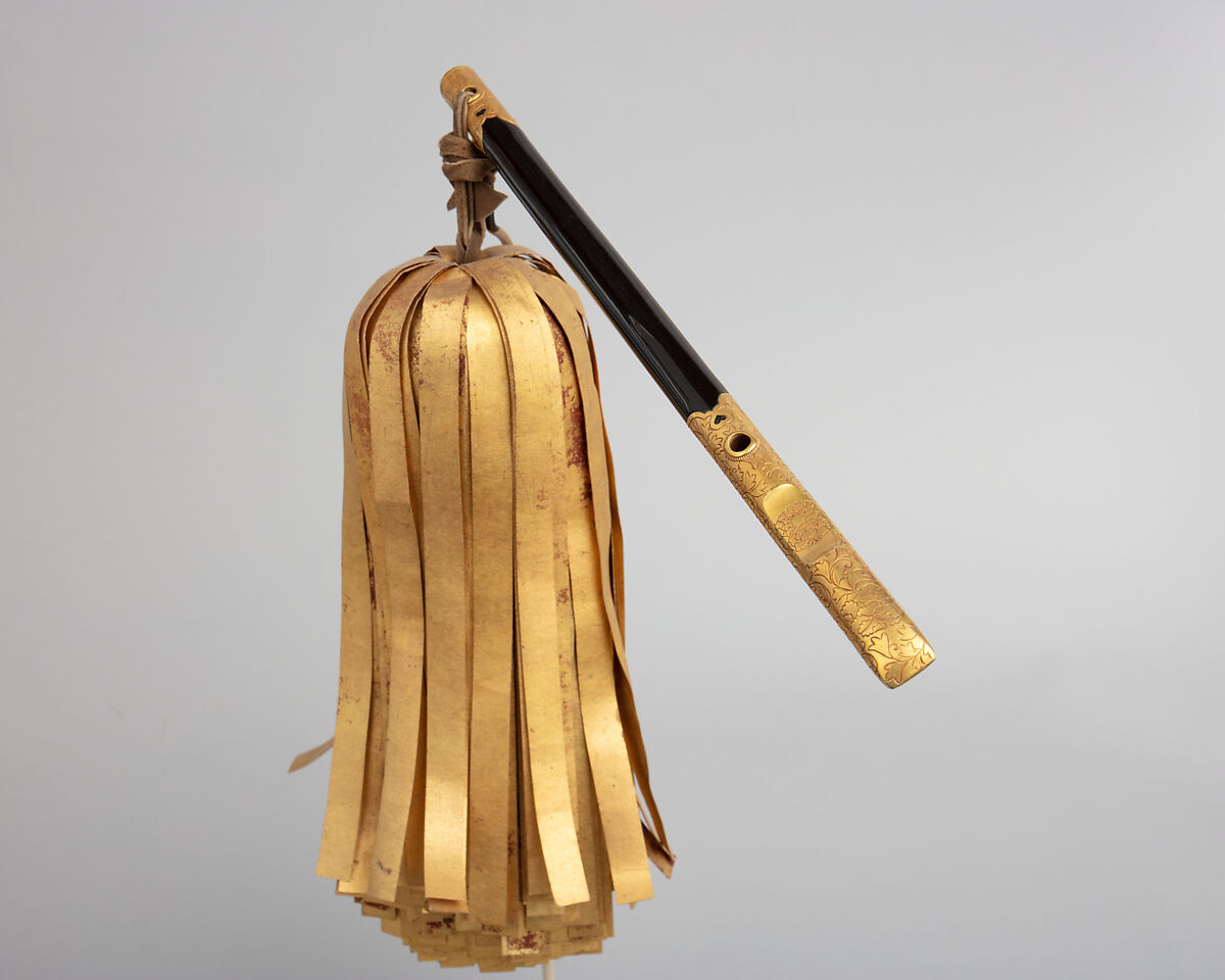 Signaling Baton (<i>Saihai</i>) and Storage Box, Wood, gold, lacquer, paper, leather, silver, silk, Japanese