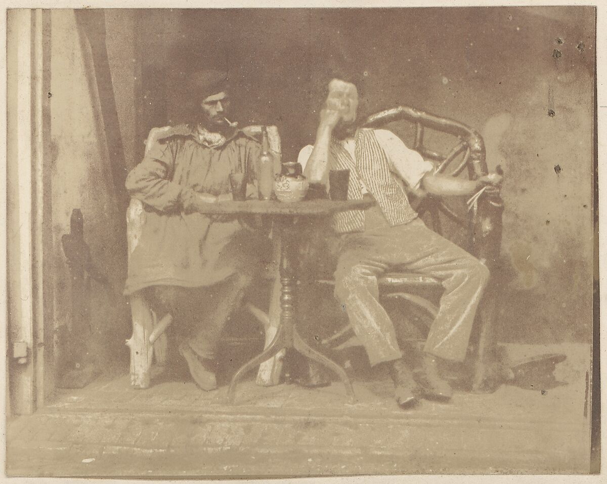 [Two Men Seated at a Table], Unknown (British), Salted paper print from paper negative 