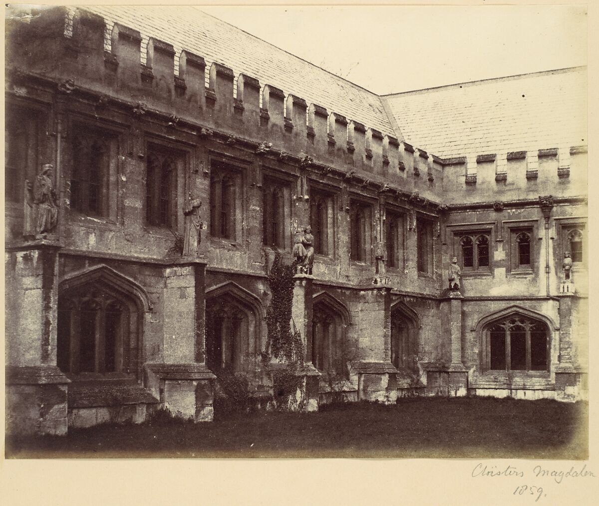 Cloisters, Magdalen, Alfred Capel Cure (British, 1826–1896), Albumen silver print from paper negative 