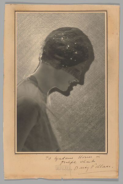 The New Hat Called Violette Worn by The Honorable Mrs. Reginald Fellowes, Adolf de Meyer (American (born France), Paris 1868–1946 Los Angeles, California), Gelatin silver print 