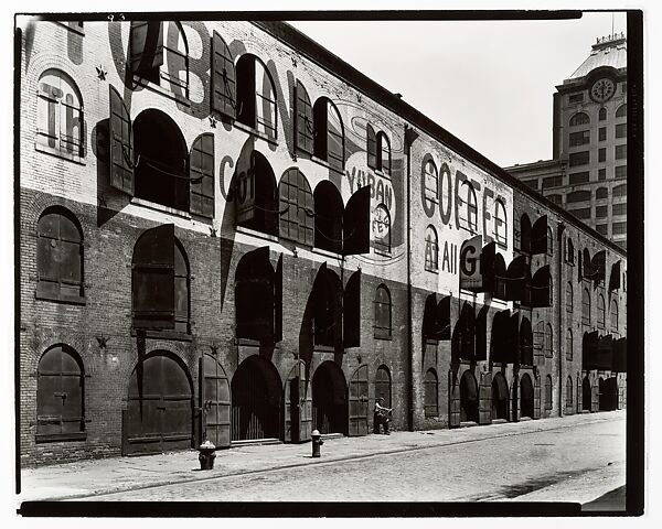 Warehouse, Water and Dock Streets, Brooklyn, Berenice Abbott (American, Springfield, Ohio 1898–1991 Monson, Maine), Gelatin silver print 