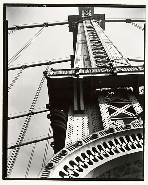Manhattan Bridge, Looking Up, Berenice Abbott (American, Springfield, Ohio 1898–1991 Monson, Maine), Gelatin silver print 