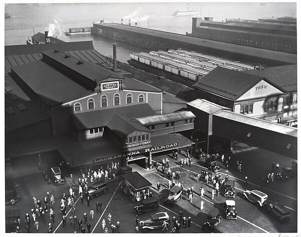 [Hoboken Ferry Terminal, Barclay Street], Berenice Abbott (American, Springfield, Ohio 1898–1991 Monson, Maine), Gelatin silver print 