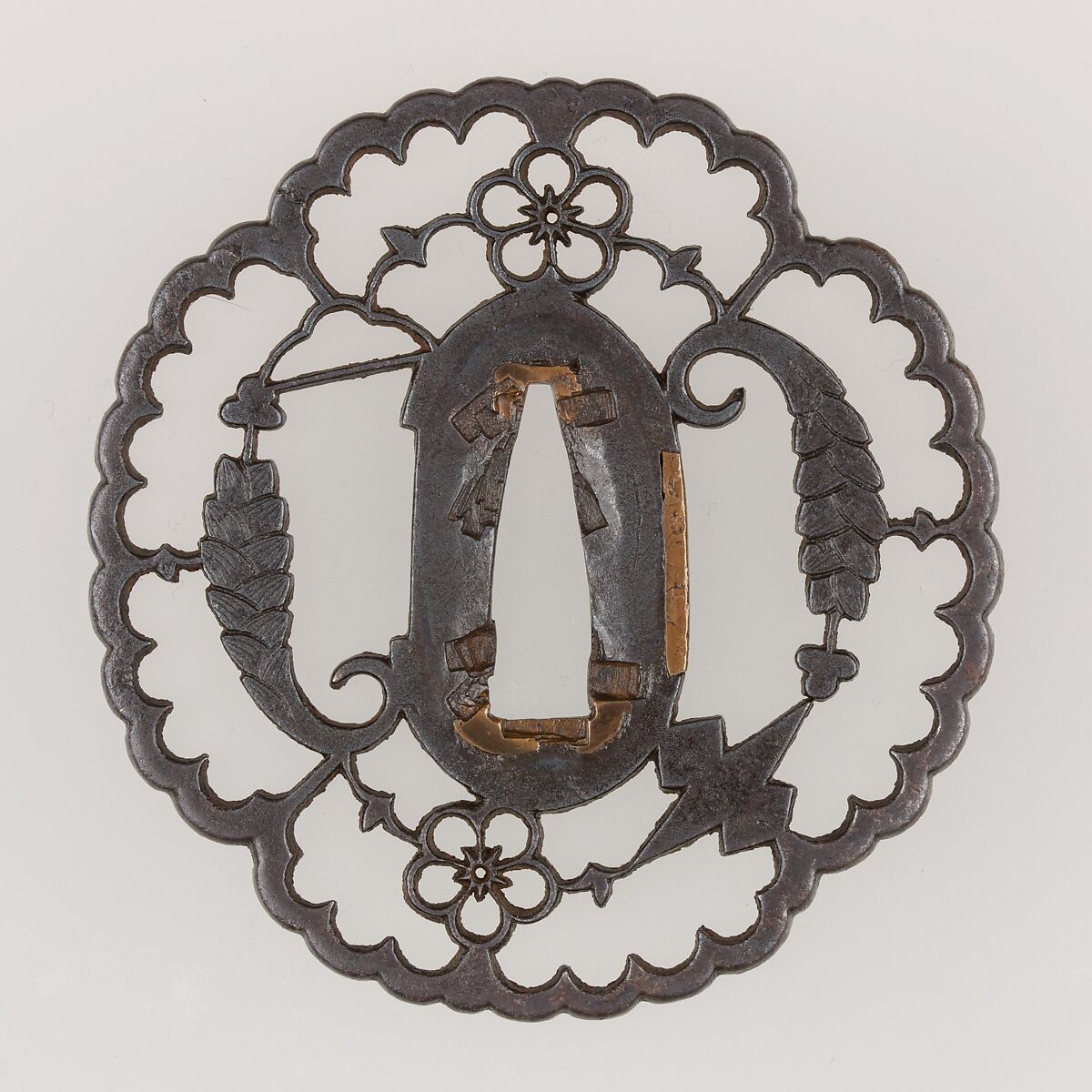 Sword Guard (Tsuba), Attributed to the Kyōsukashi School (Japanese), Iron, copper, Japanese 