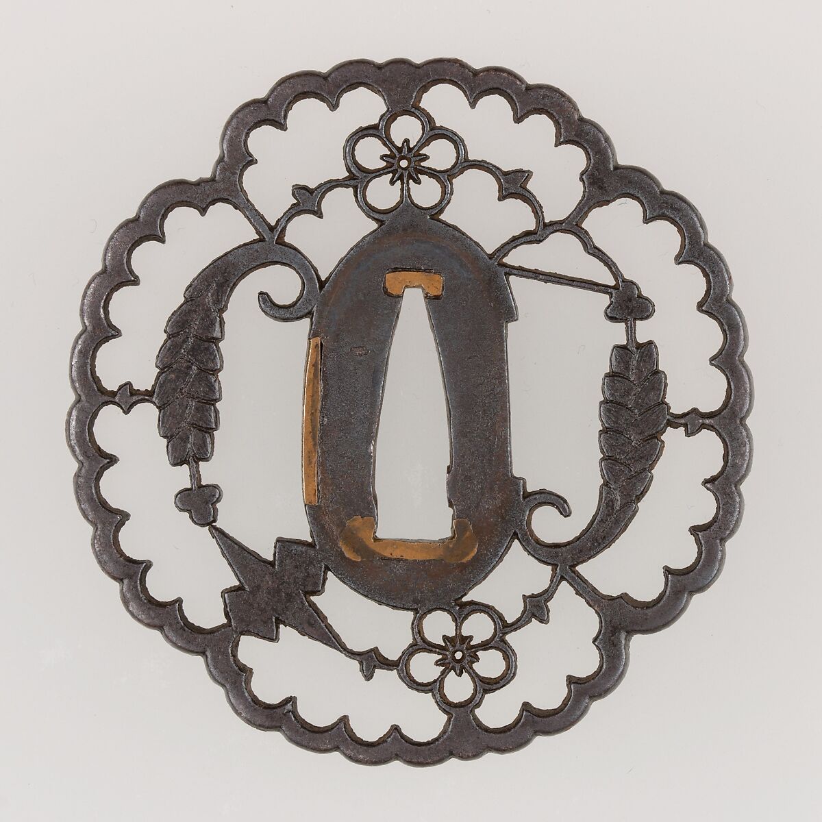 Sword Guard (Tsuba), Attributed to the Kyōsukashi School (Japanese), Iron, copper, Japanese