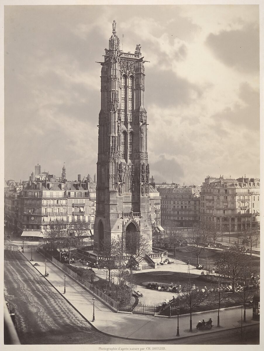 La Tour St. Jacques La Boucherie à Paris, Charles Soulier (French, 1840–1875), Albumen silver print from glass negative 