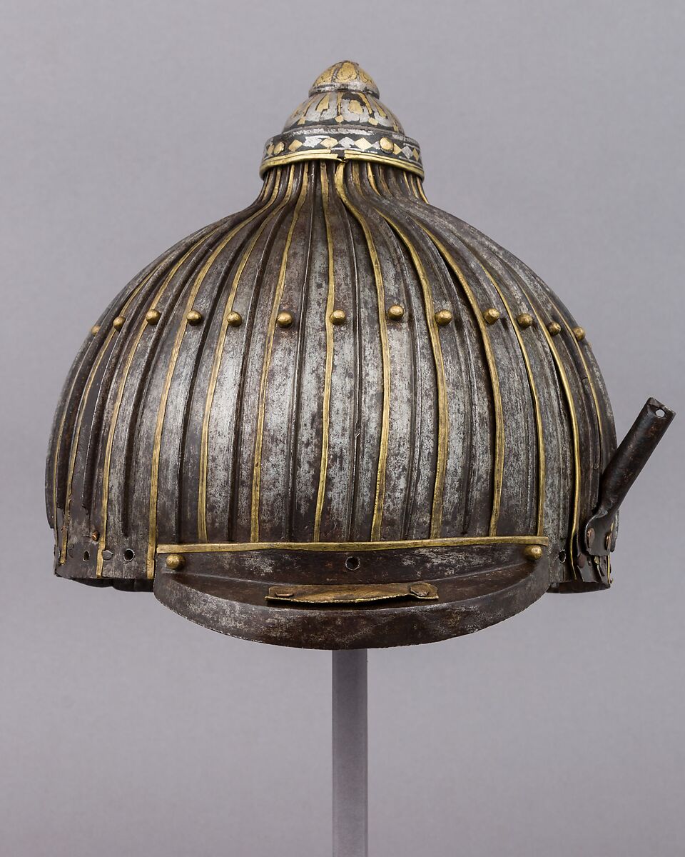Multi-Plate Helmet of Thirty-One Lames, Iron, gold, silver, brass or copper alloy, Mongolian or Tibetan