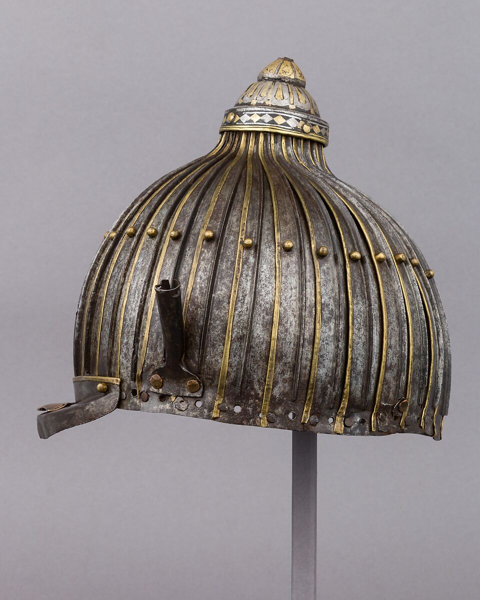 Multi-Plate Helmet of Thirty-One Lames, Iron, gold, silver, brass or copper alloy, Mongolian or Tibetan