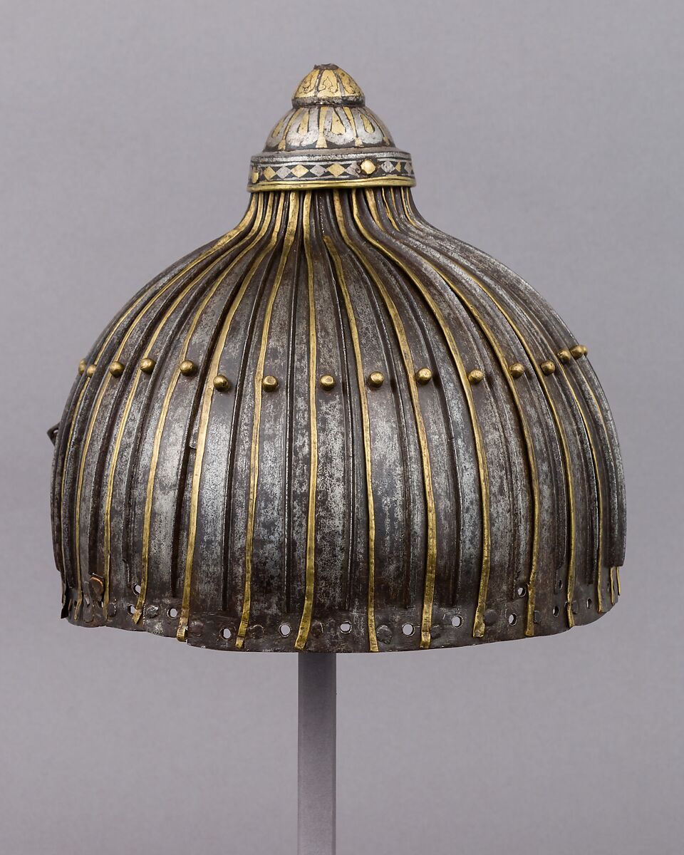 Multi-Plate Helmet of Thirty-One Lames, Iron, gold, silver, brass or copper alloy, Mongolian or Tibetan