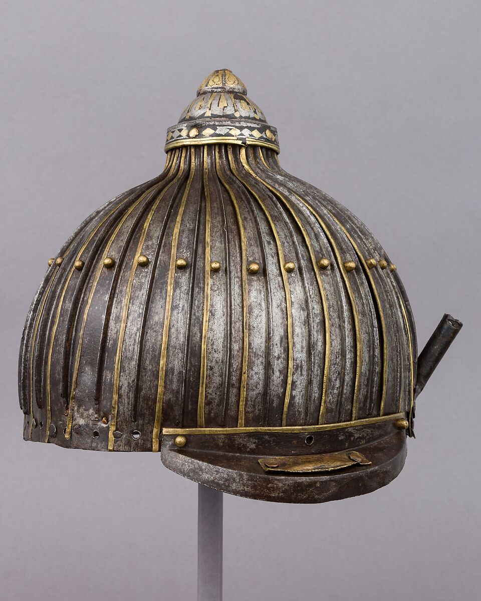 Multi-Plate Helmet of Thirty-One Lames, Iron, gold, silver, brass or copper alloy, Mongolian or Tibetan