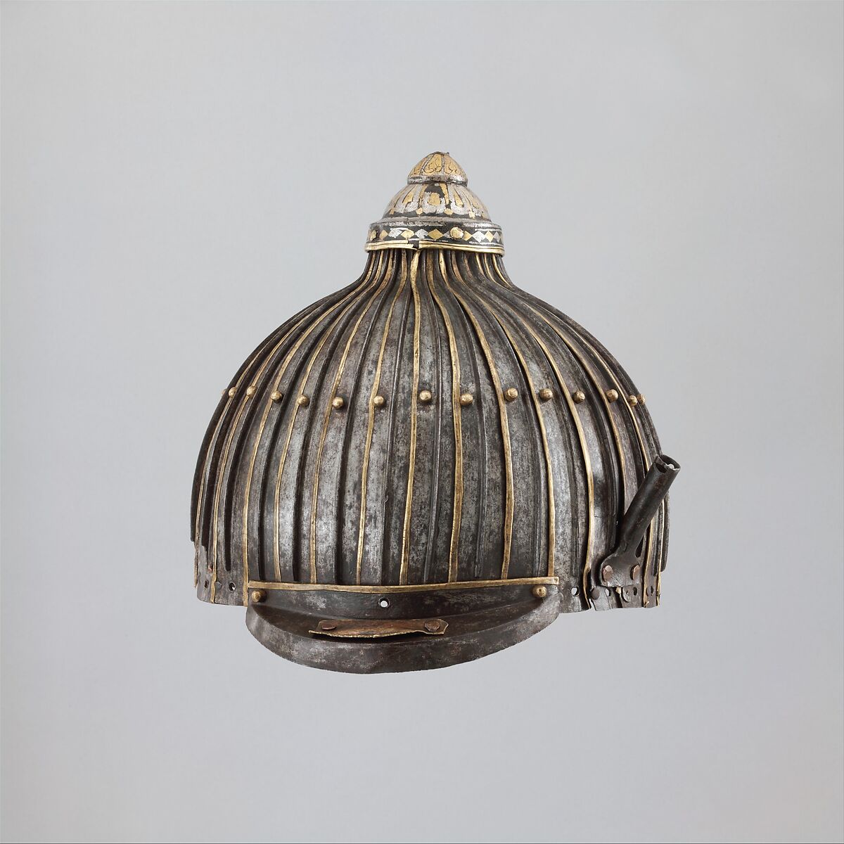Multi-Plate Helmet of Thirty-One Lames, Iron, gold, silver, brass or copper alloy, Mongolian or Tibetan