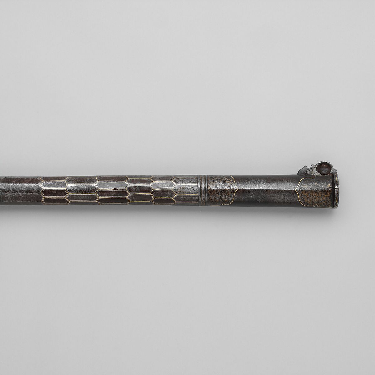 Musket Barrel, Iron, gold, silver, Tibetan