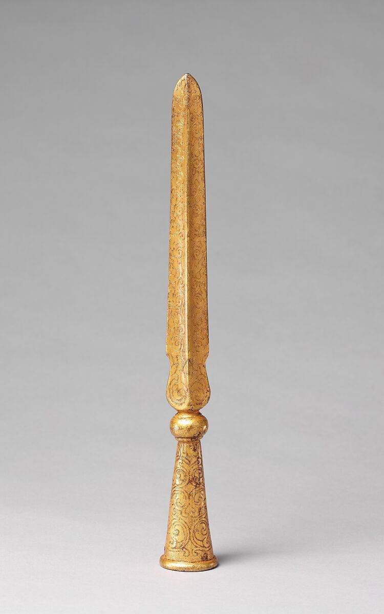 Spearhead (<i>Mdung Rtse</i>), Iron, gold, Tibetan 