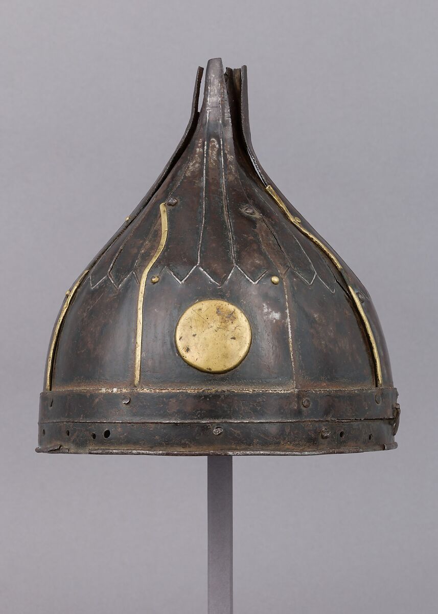 Helmet, Iron, brass or copper alloy, possibly Iranian or Central Asian