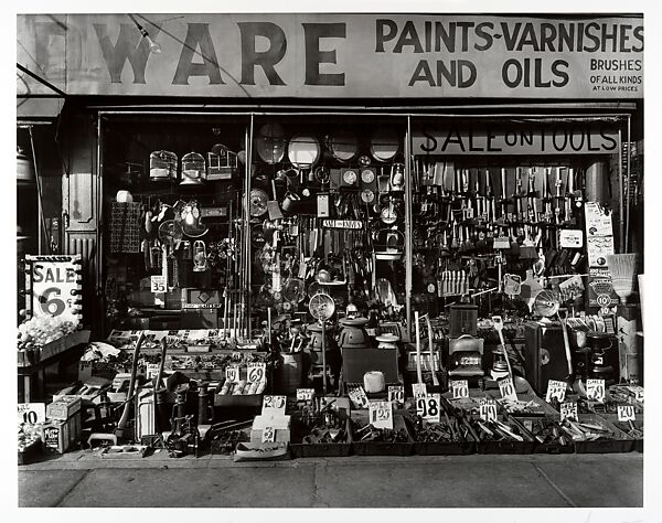 Hardware Store, 316-318 Bowery, Manhattan, Berenice Abbott (American, Springfield, Ohio 1898–1991 Monson, Maine), Gelatin silver print 