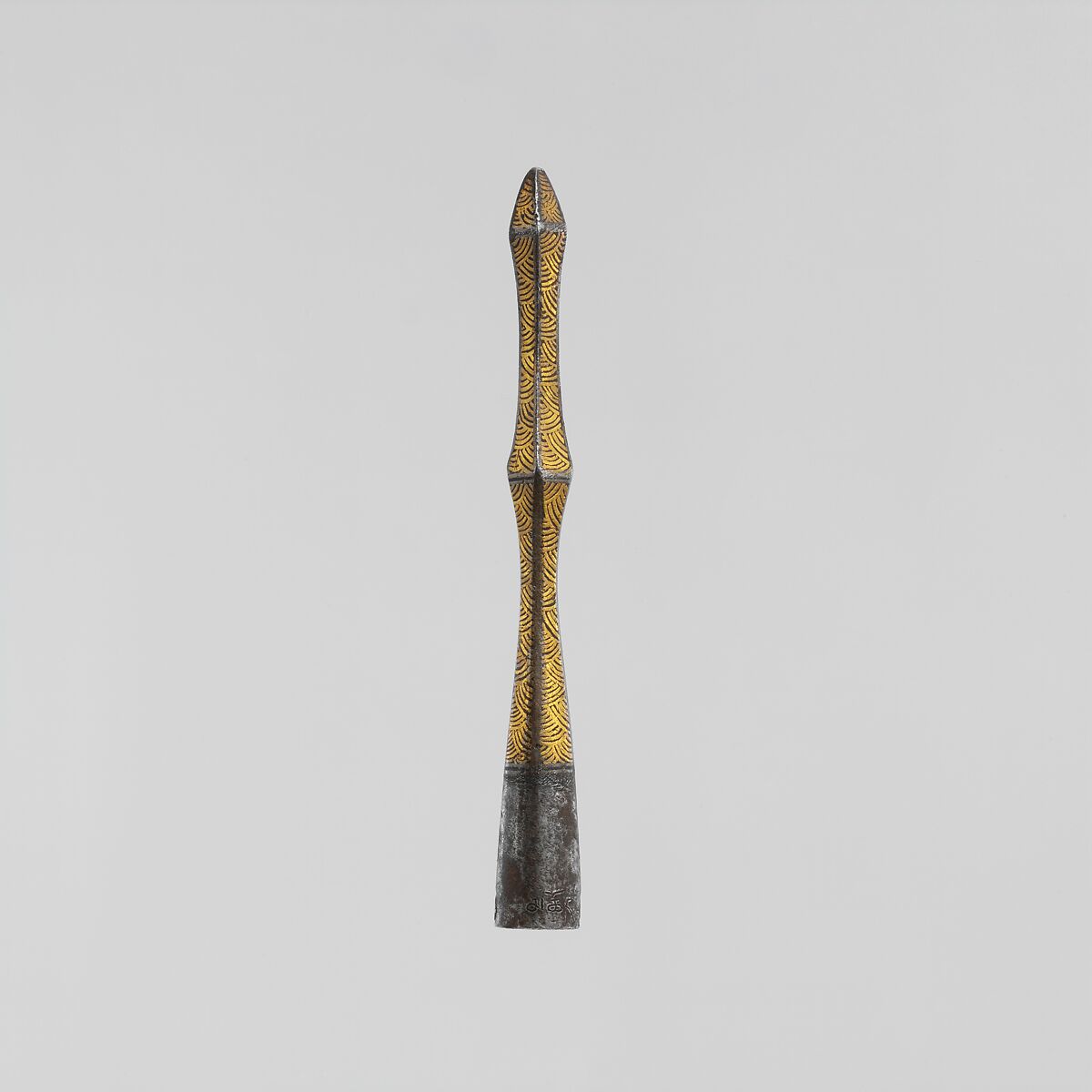 Miniature Votive Spearhead or Arrowhead, Iron, gold, silver, Tibetan 