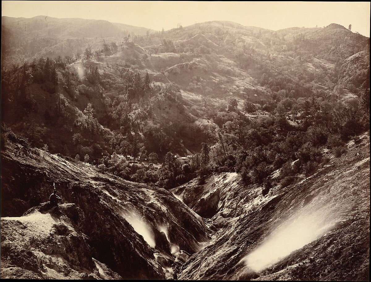 Devil's Canyon, Geysers, Looking Down, Carleton E. Watkins (American, 1829–1916), Albumen silver print from glass negative 