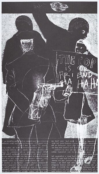 ["The Cop is our friend ha ha ha"], Robert Heinecken (American, 1931–2006), Photo-offset lithograph 