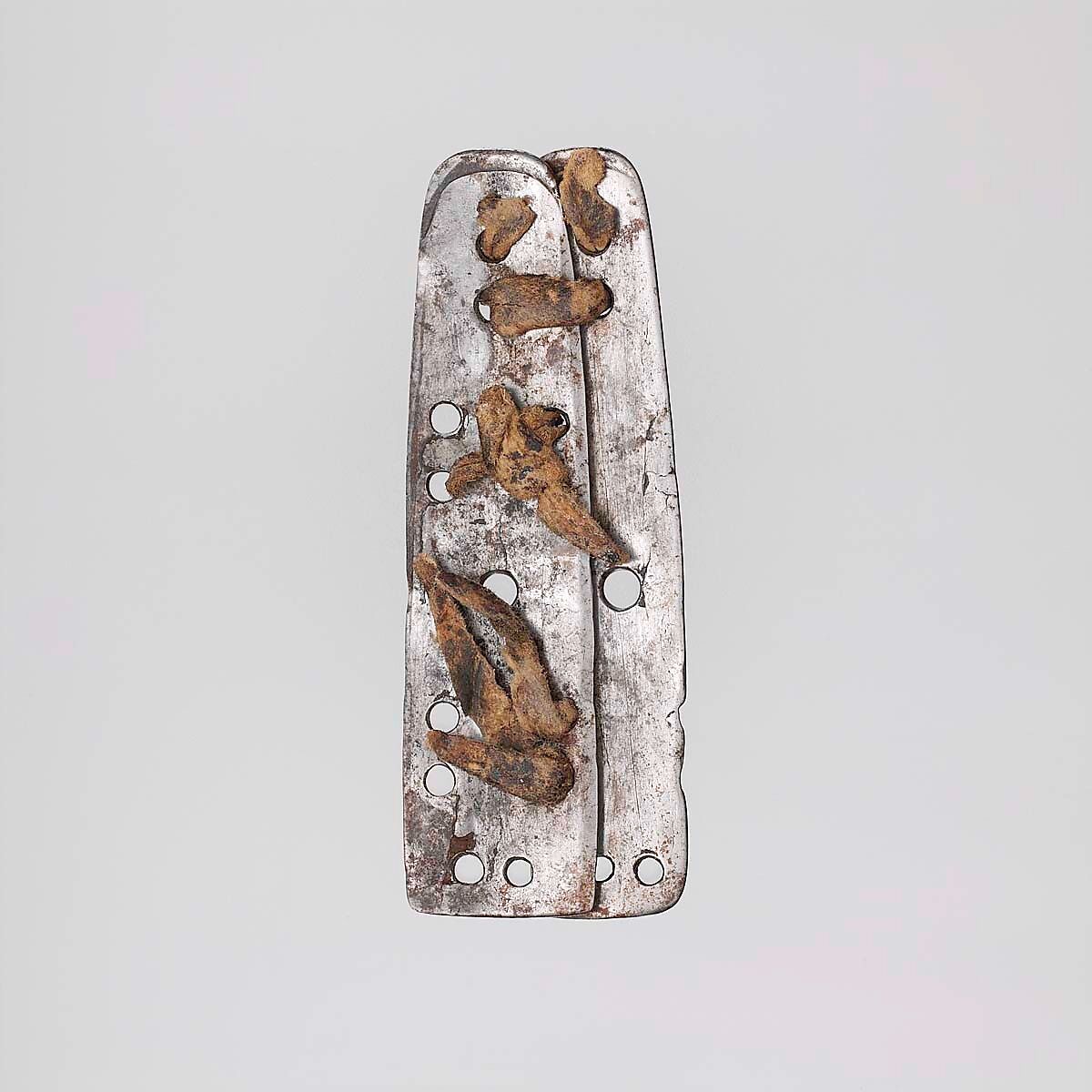 Fragment from a Lamellar Armor, Iron, leather, Tibetan or Mongolian