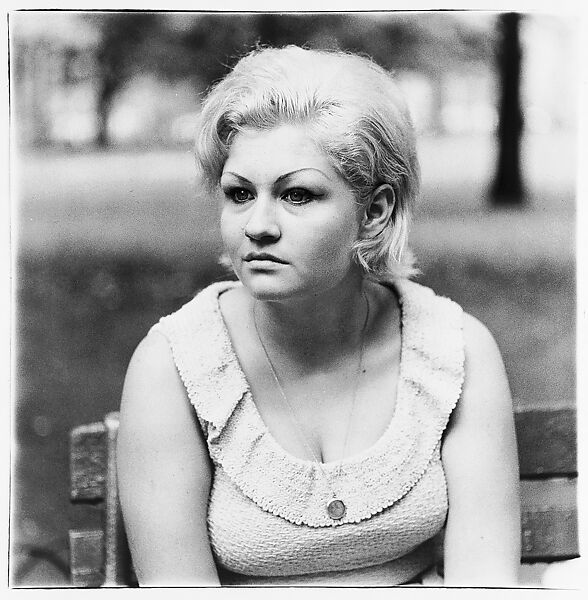 Woman with a locket in Washington Square Park, N.Y.C., Diane Arbus (American, New York 1923–1971 New York), Gelatin silver print 