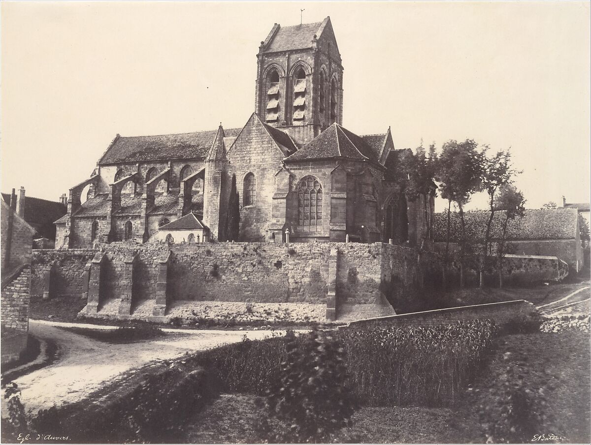Eglise d'Auvers, Edouard Baldus (French (born Prussia), 1813–1889), Salted paper print from paper negative 