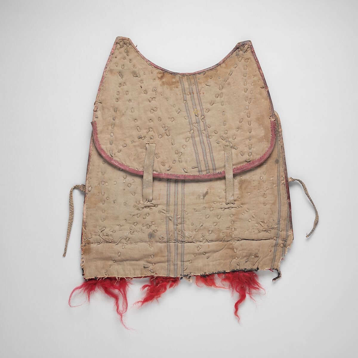 Breast Defense (Peytral) from a Horse Armor, Leather, iron, brass or copper alloy, silver, gold, shellac, pigments, textile, hair (yak), Tibetan or Mongolian