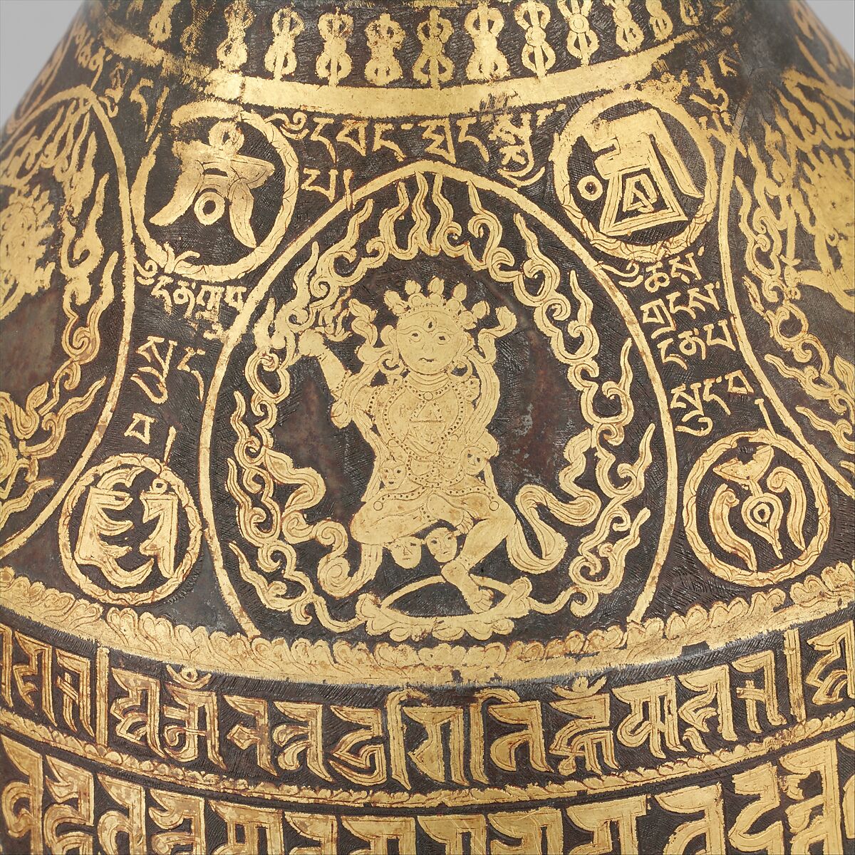 Helmet (rmog), Iron, gold, silver, copper, Mongolian