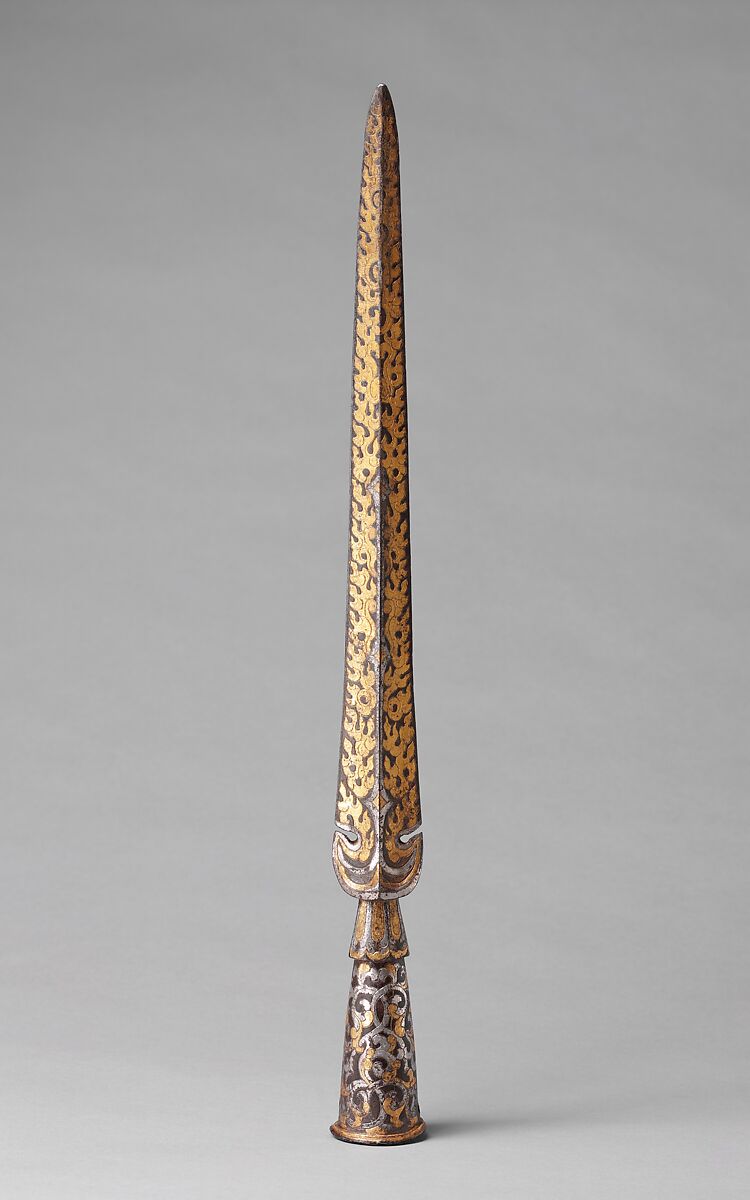 Spearhead (Mdung Rtse), Iron, gold, silver, Tibetan 