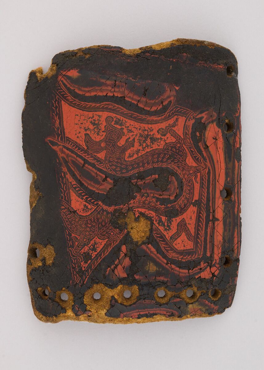 Element from a Lacquered Leather Cuirass, Lacquered leather, Yi or Nuosu, China (Yunnan or Sichuan) 